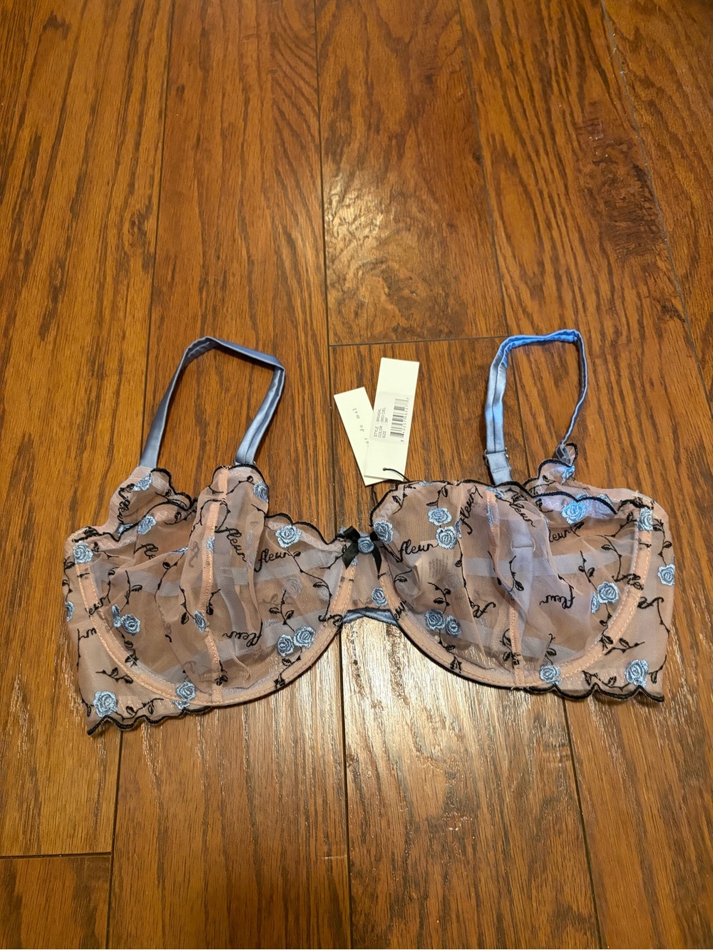 Fleur du mal 36 F Embroidered bra Bra in Blue new